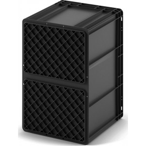 Евроконтейнер 600x400x420 мм Арт. ЕС-6442.3 черный с усиленным дном и открытыми ручками